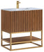 Terra 30" Single  Bathroom Vanity in Walnut and Satin Brass - Luxe Vanity & Tub