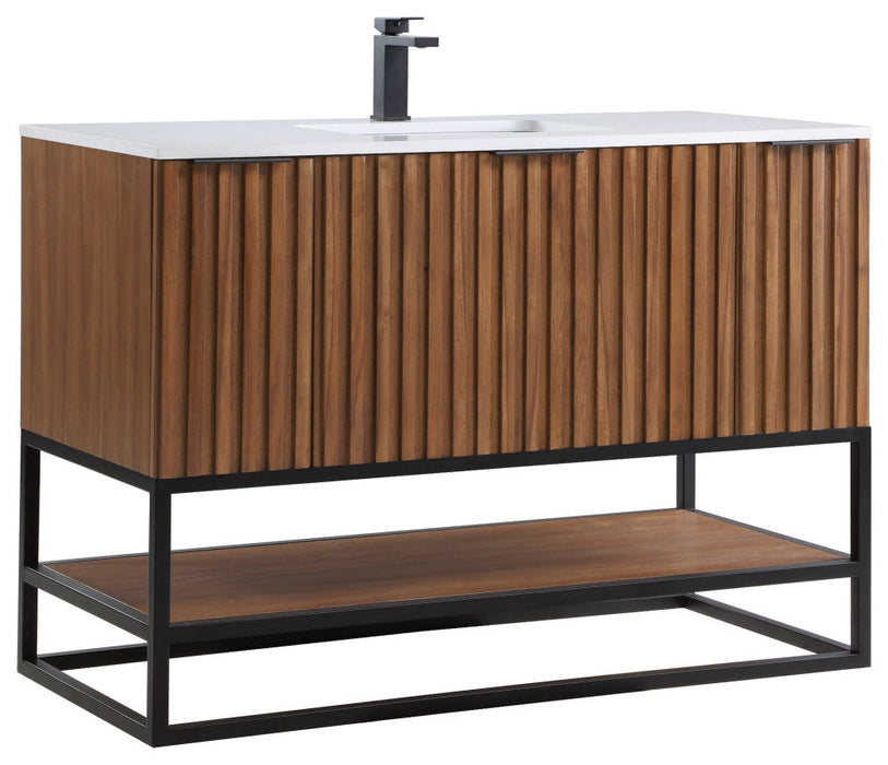 Terra 48" Single Bathroom Vanity in Walnut and Matte Black - Luxe Vanity & Tub